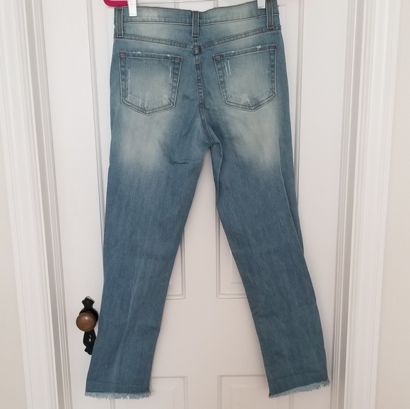 Super Distressed Ankle Jeans with Fringe Hem - Picture 3 of 5